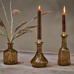 Nkuku Sepia Sirsa Glass Candlestick - Wide | Handcrafted Room Decor 6 Nkuku Sepia Sirsa Glass Candlestick - Wide