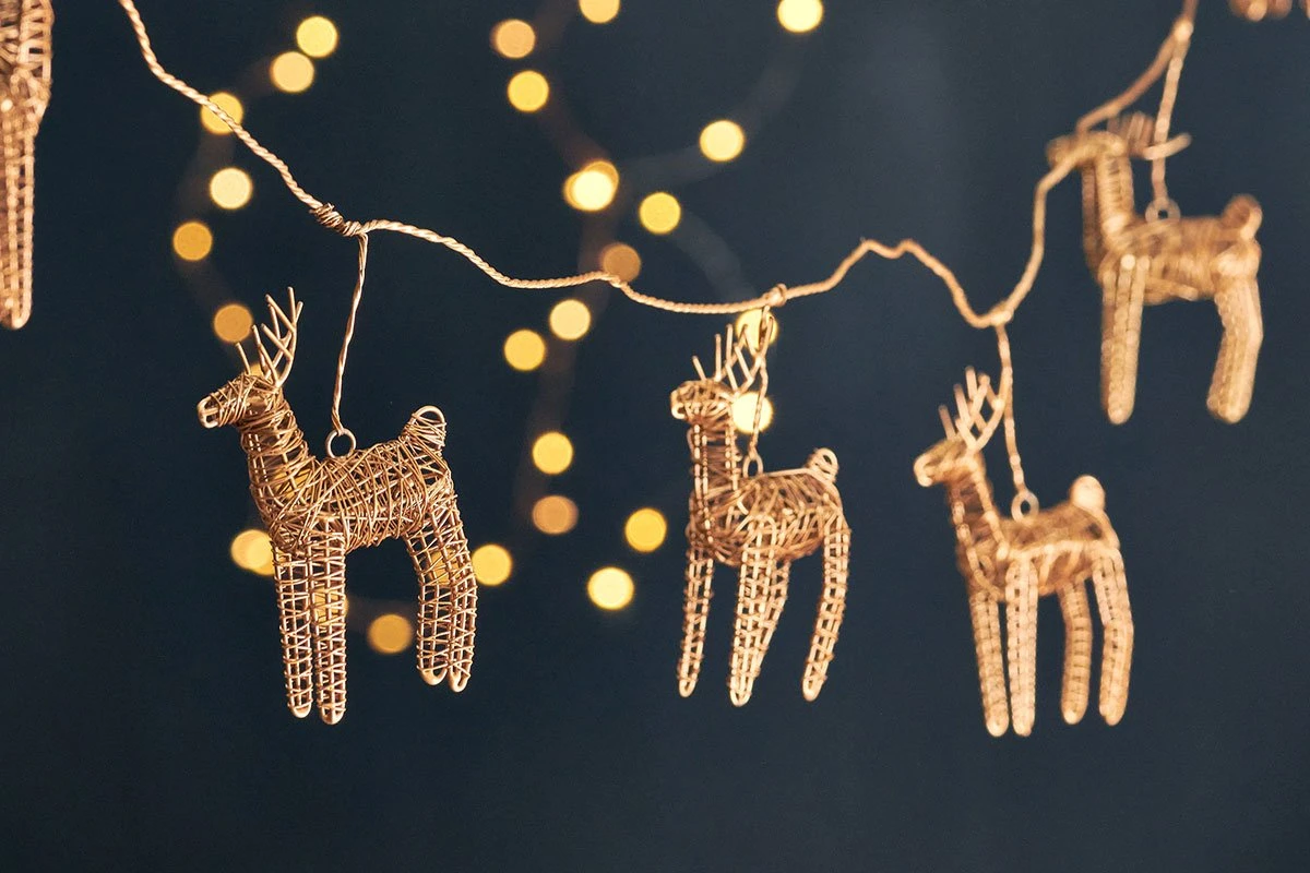 Nkuku Ramya Wire Reindeer Garland - Handcrafted Room Decor for Festive Seasons 2 Nkuku Ramya Wire Reindeer Garland