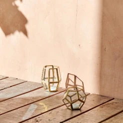 Nkuku Brass Menni Lantern Hexagon