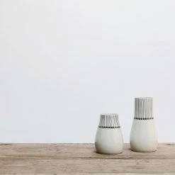 Nkuku Small Ceramic Black & White Matchstick Vase
