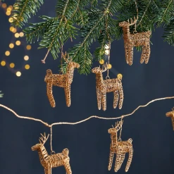 Nkuku Brass Ramya Wire Reindeer Garland - Handcrafted Room Decor for Festive & Everyday Elegance 5 Nkuku Brass Ramya Wire Reindeer Garland