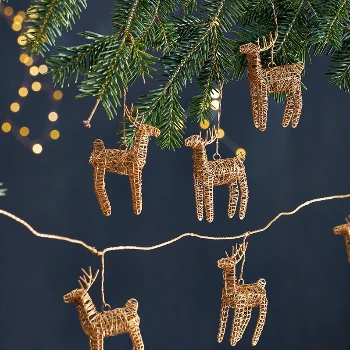 Nkuku Brass Ramya Wire Reindeer Garland - Handcrafted Room Decor for Festive & Everyday Elegance 3 Nkuku Brass Ramya Wire Reindeer Garland