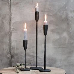 Nkuku Mbata Antique Black Candlestick (Large)