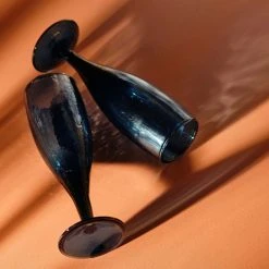 Nkuku Deep Blue Hammered Champagne Flute - Handcrafted Elegance for Celebratory Moments 6 Nkuku Deep Blue Hammered Champagne Flute