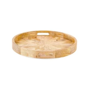 Nkuku Pawi Mango Wood Tray - Round | Handcrafted Kitchen & Dining Accessory 1 Nkuku Pawi Mango Wood Tray - Round