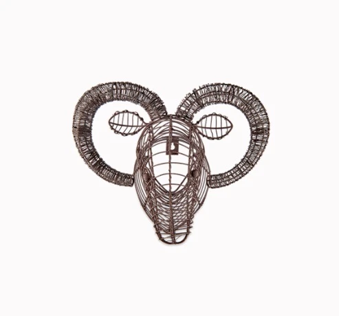 Nkuku Mini Wire Goat Head Trophy - Unique Room Decor & Wall Art 1 Nkuku Mini Wire Goat Head Trophy