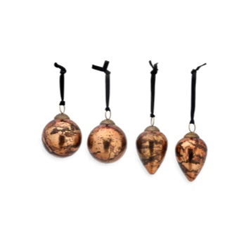 Nkuku Jalshara Baubles - Antique Copper - Set of 4 | Handcrafted Room Decor 1 Nkuku Jalshara Baubles - Antique Copper - Set of 4