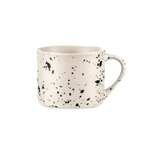 Nkuku Set of 2 Ama Black Splatter Mugs - Handcrafted Ceramic Coffee Mugs for Home & Kitchen 1 Nkuku Set of 2 Ama Black Splatter Mugs