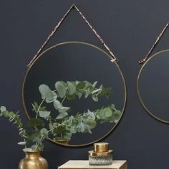 Nkuku Large Round Kiko Brass Mirror