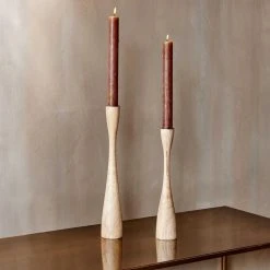 Nkuku Small Natural Himba Mango Wood Candlestick