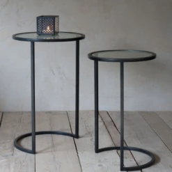 Nkuku Nakuru Iron & Glass Side Table Set