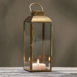 Nkuku Maro Brass Lantern - Tall