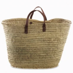 Nkuku Natural Woven With Leather Handles Basket