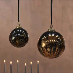 Nkuku Small Aged Amber and Black Danoa Giant Bauble Round - Handcrafted Room Decor 5 Nkuku Small Aged Amber and Black Danoa Giant Bauble Round