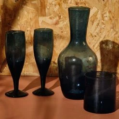 Nkuku Deep Blue Hammered Glass Carafe