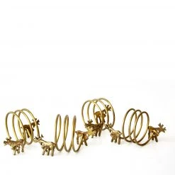 Nkuku Brass, Reindeer Napkin Rings Sold In A Box of 4