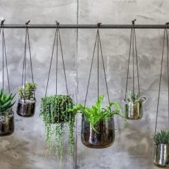 Nkuku Viri Hanging Planter - Clear Hammered Glass