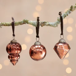 Nkuku Set of 3 Antique Rust Ura Baubles