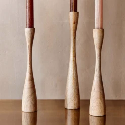 Nkuku Himba Mango Wood Candlestick - Natural - Large