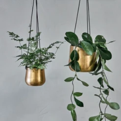 Nkuku Atsu Brass Hanging Planter - Small