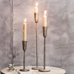 Nkuku Mbata Antique Brass Candlestick (Medium)