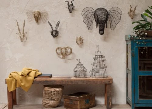 Nkuku Mini Wire Goat Head Trophy - Unique Room Decor & Wall Art 2 Nkuku Mini Wire Goat Head Trophy