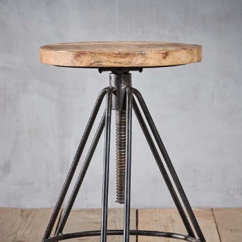 Nkuku Arvi Iron and Mango Wood Stool - Handcrafted Rustic Furniture for Home Decor 3 Nkuku Arvi Iron and Mango Wood Stool