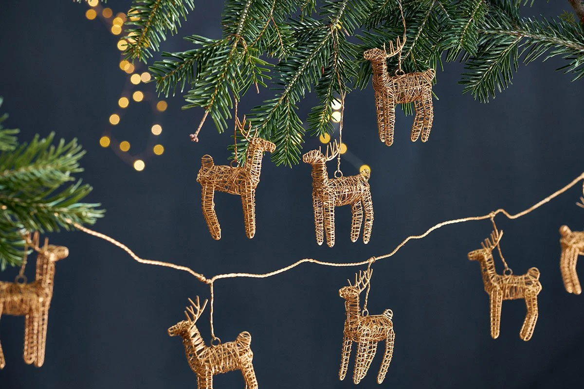 Nkuku Ramya Wire Reindeer Garland - Handcrafted Room Decor for Festive Seasons 3 Nkuku Ramya Wire Reindeer Garland