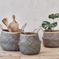 Nkuku Small Black and Natural Ekuri Basket - Handwoven Storage Basket for Home Decor 3 Nkuku Small Black and Natural Ekuri Basket