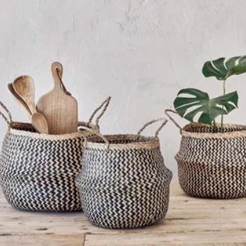 Nkuku Small Black and Natural Ekuri Basket - Handwoven Storage Basket for Home Decor 2 Nkuku Small Black and Natural Ekuri Basket