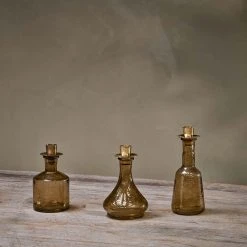 Nkuku Sepia Tall Sirsa Glass Candlestick Holder