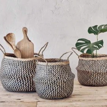 Nkuku Large Black and Natural Ekuri Basket - Handwoven Storage Basket for Home Decor 2 Nkuku Large Black and Natural Ekuri Basket