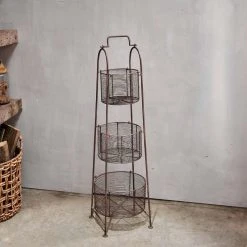 Nkuku Aged Brass Inkollu Three Tiered Storage Stand