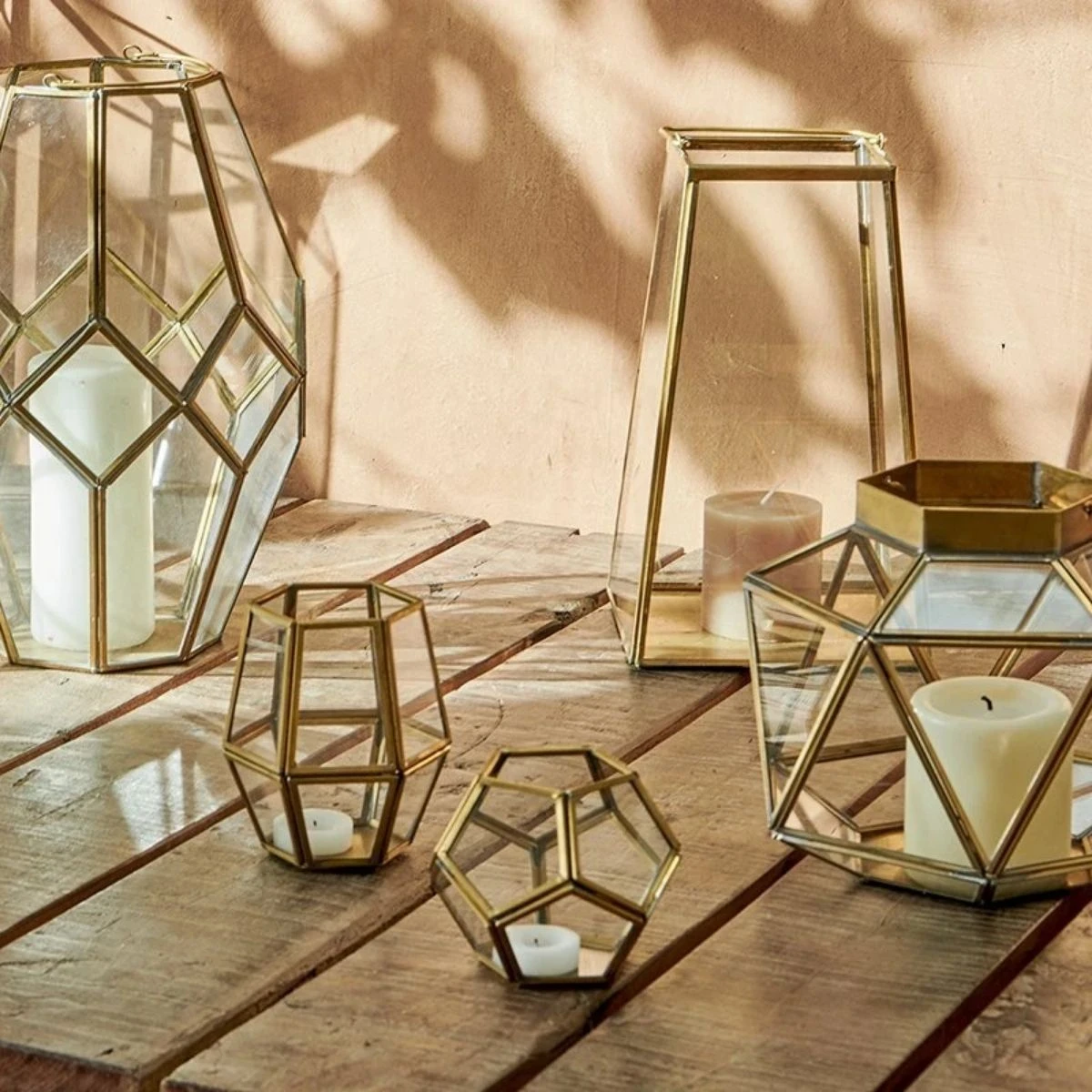 Nkuku Menni Lantern Geo - Handcrafted Geometric Metal Lantern for Home Decor 2 Nkuku Menni Lantern Geo