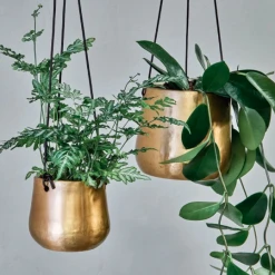 Nkuku Brass Atsu Small Hanging Planter