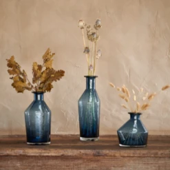 Nkuku Zaani Large Glass Vase - Indigo Blue