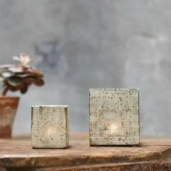 Nkuku Large Subira Etched Glass T-Light Holder