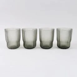 Nkuku Set of 4 Fali Smoke Glass Tumbler