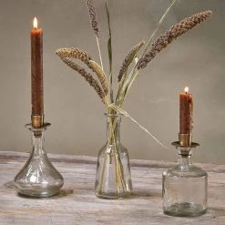 Nkuku Clear Tapered Sirsa Glass Candlestick