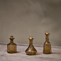 Nkuku Sepia Sirsa Glass Candlestick - Tapered