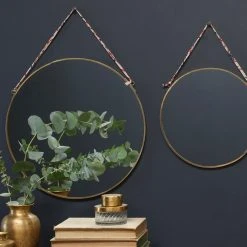 Nkuku Kiko Round Mirror - Antique Brass - Small