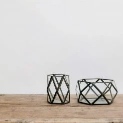 Nkuku Black Metal & Glass Geometric Terrarium