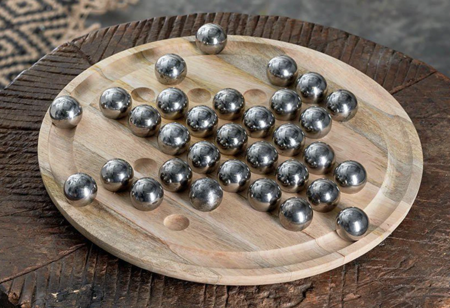 Nkuku Mango Wood Giant Solitaire Board - Eco-Friendly Kids Toy for Family Fun 2 Nkuku Mango Wood Giant Solitare Board