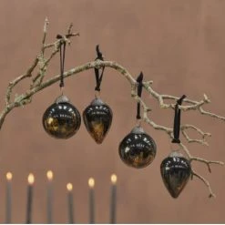 Nkuku Set of 4 Aged Amber and Black Danoa Baubles
