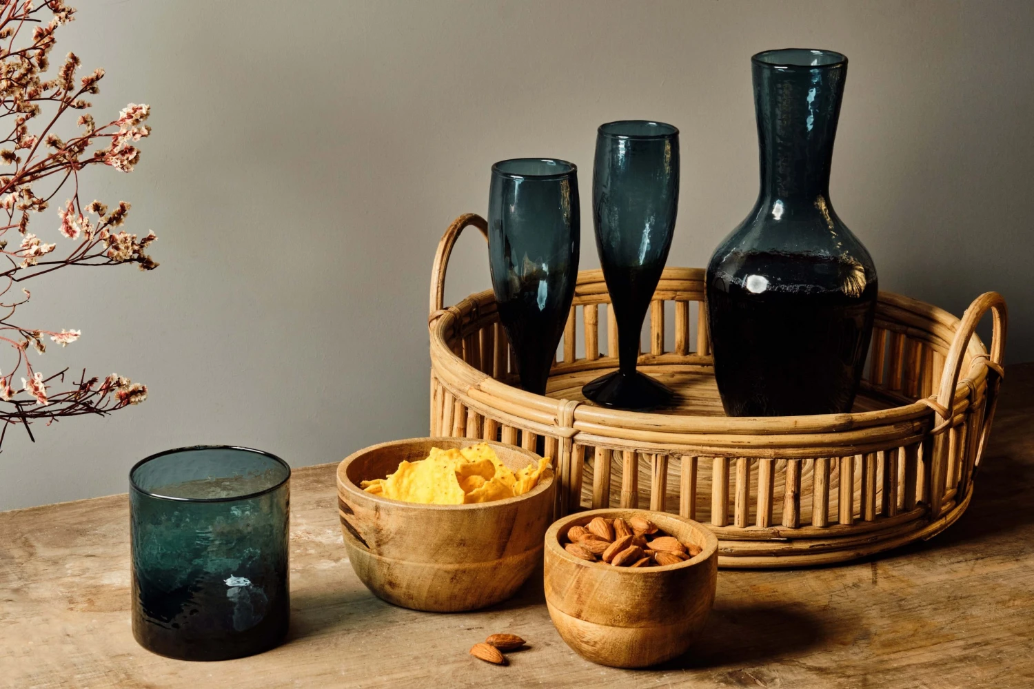 Nkuku Deep Blue Hammered Champagne Flute - Handcrafted Elegance for Celebratory Moments 2 Nkuku Deep Blue Hammered Champagne Flute