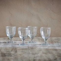 Nkuku Yala Hammered Wine Glass - Clear Glass Set of 4