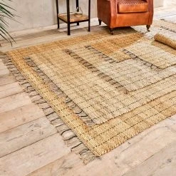 Nkuku Salem Hemp Rug - Natural and Black