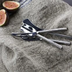 Nkuku Set of 4 Brushed Silver Cheese Knives