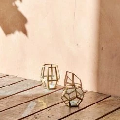 Nkuku Menni Lantern Geo - Handcrafted Geometric Metal Lantern for Home Decor 5 Nkuku Menni Lantern Geo