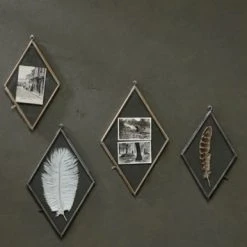 Nkuku Large Brass and Crystal Diamond Kiko Frame